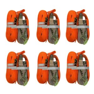 Banda Eslinga Amarre Carga Con Matraca 2x4.87m 6piezas Naranja