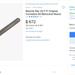 Resorte Star 22 F Fr Original Corredera De Retroceso Nuevo