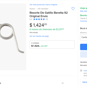 Resorte De Gatillo Beretta 92 Original