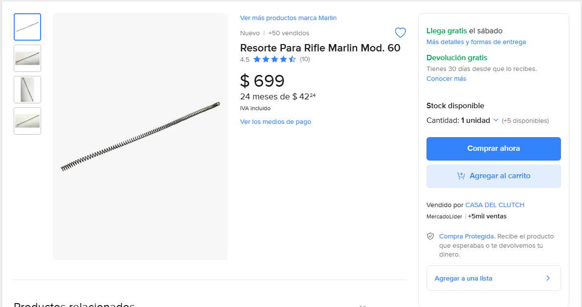 Resorte Para Rifle Marlin Mod. 60